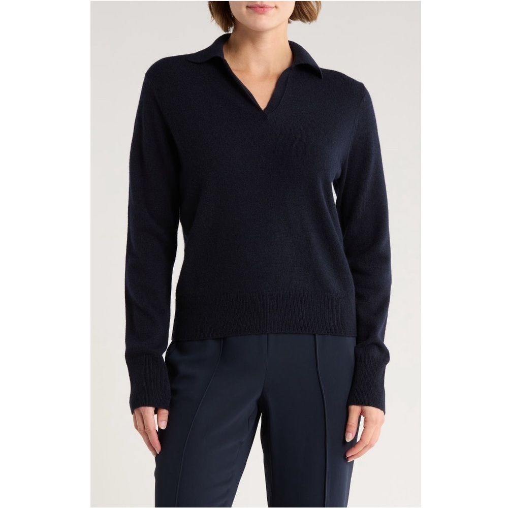 Vince Long Sleeve Wool Blend Polo